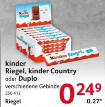 Selgros kinder Riegel, kinder Country oder Duplo Angebot