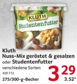 Selgros Kluth Nuss-Mix geröstet & gesalzen oder Studentenfutter Angebot