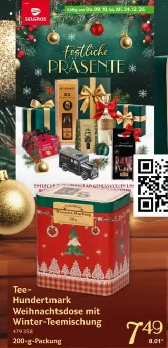 Selgros Tee- Hundertmark Weihnachtsdose mit Winter-Teemischung Angebot