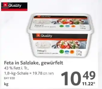 Selgros Feta in Salzlake, gewürfelt Angebot