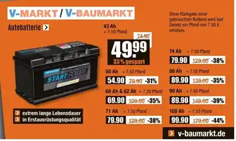 V Baumarkt START POWER Autobatterie 43Ah Angebot