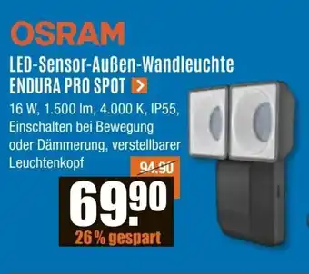 V Baumarkt OSRAM LED-Sensor-Außen-Wandleuchte ENDURA PRO SPOT Angebot