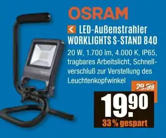 V Baumarkt OSRAM LED-Außenstrahler WORKLIGHTS S-STAND 840 Angebot