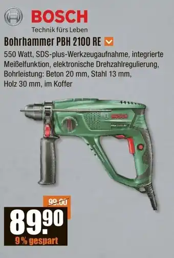 V Baumarkt BOSCH Bohrhammer PBH 2100 RE Angebot