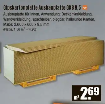 V Baumarkt Gipskartonplatte Ausbauplatte GKB 9,5 Angebot