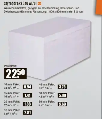 V Baumarkt Styropor EPS 040 WI/DI Angebot