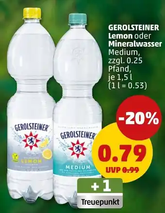 PENNY GEROLSTEINER Lemon oder Mineralwasser Angebot