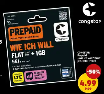 PENNY CONGSTAR Prepaid ,,wie ich will"-Tarif Angebot