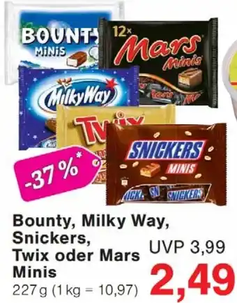 Wiglo Wunderland Bounty, Milky Way, Snickers, Twix oder Mars Minis Angebot