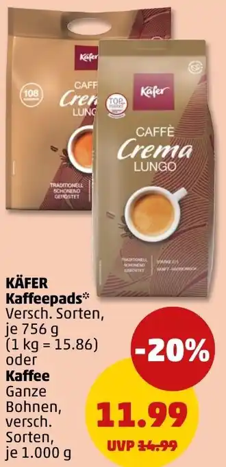 PENNY KÄFER Kaffeepads oder Kaffee Angebot