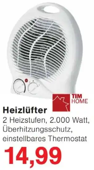 Wiglo Wunderland TIM HOME Heizlüfter Angebot