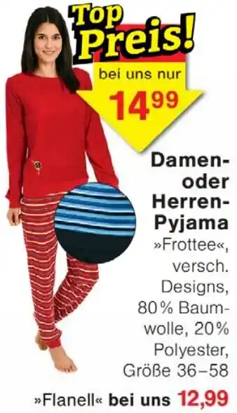 Wiglo Wunderland Damen oder Herren Pyjama Angebot