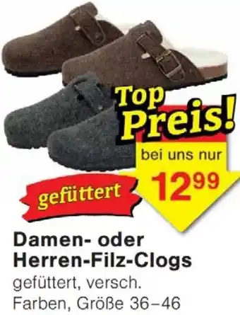 Wiglo Wunderland Damen oder Herren-Filz-Clogs Angebot