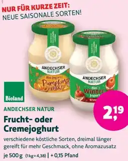 Biomarkt ANDECHSER NATUR Frucht- oder Cremejoghurt Angebot