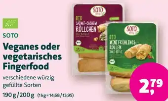 Biomarkt SOTO Veganes oder vegetarisches Fingerfood Angebot