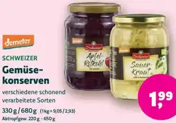 Biomarkt demeter SCHWEIZER Gemüsekonserven Angebot