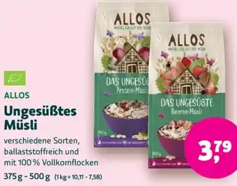 Biomarkt ALLOS Ungesüẞtes Müsli Angebot