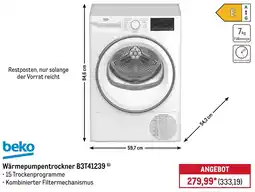 METRO beko Wärmepumpentrockner B3T41239 Angebot
