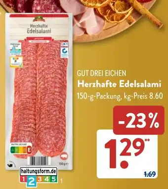 Aldi Süd GUT DREI EICHEN Herzhafte Edelsalami Angebot