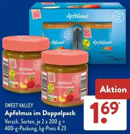 Aldi Süd SWEET VALLEY Apfelmus im Doppelpack Angebot