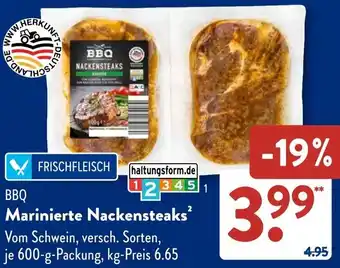 Aldi Süd BBQ Marinierte Nackensteaks Angebot