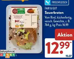 Aldi Süd FAIR & GUT Sauerbraten Angebot