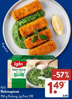 Aldi Süd IGLO Rahmspinat Angebot