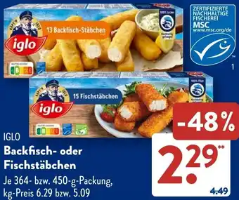 Aldi Süd IGLO Backfisch- oder Fischstäbchen Angebot