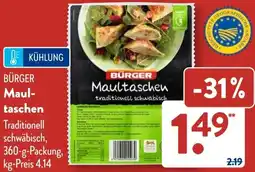 Aldi Süd BÜRGER Maultaschen Angebot