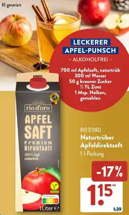 Aldi Süd RIO D'ORO Naturtrüber Apfeldirektsaft Angebot