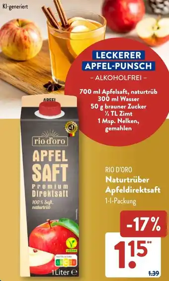 Aldi Süd RIO D'ORO Naturtrüber Apfeldirektsaft Angebot