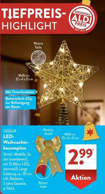 Aldi Süd CASALUX LED Weihnachtsbaumspitze Angebot
