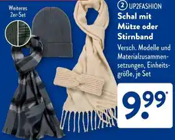 Aldi Süd UP2FASHION Schal mit Mütze oder Stirnband Angebot