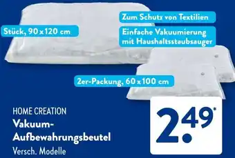 Aldi Süd HOME CREATION Vakuum Aufbewahrungsbeutel Angebot