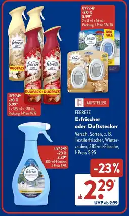 Aldi Süd FEBREZE Erfrischer oder Duftstecker Angebot