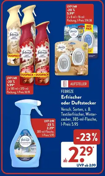 Aldi Süd FEBREZE Erfrischer oder Duftstecker Angebot