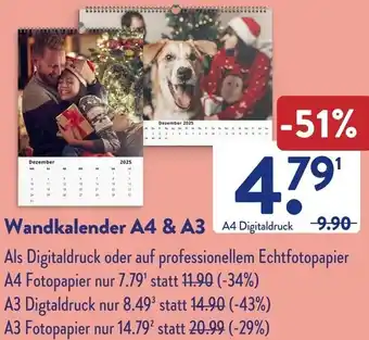 Aldi Süd Wandkalender A4 & A3 Angebot