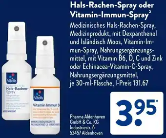 Aldi Süd VITALIS Medizinisches Hals-Rachen-Spray oder Vitamin-Immun-Spray Angebot