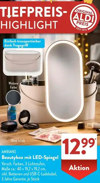 Aldi Süd AMBIANO Beautybox mit LED-Spiegel Angebot