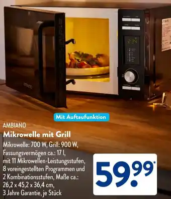 Aldi Süd AMBIANO Mikrowelle mit Grill Angebot