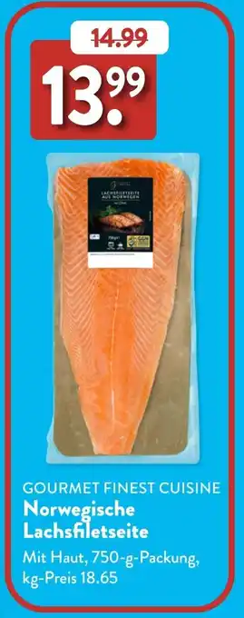 Aldi Süd GOURMET FINEST CUISINE Norwegische Lachsfiletseite Angebot