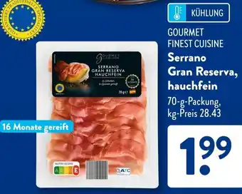 Aldi Süd GOURMET FINEST CUISINE Serrano Gran Reserva, hauchfein Angebot