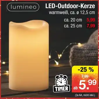 Zimmermann Lumineo led-outdoor-kerze warmweiß ca. 20 cm Angebot