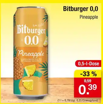Zimmermann Bitburger 0,0 pineapple Angebot