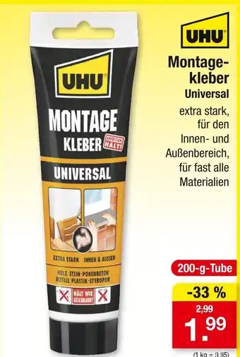 Zimmermann Uhu montagekleber universal Angebot