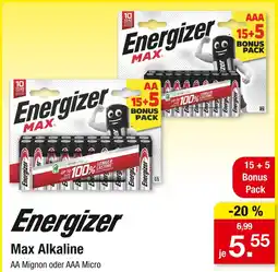 Zimmermann Energizer max alkaline aa Angebot
