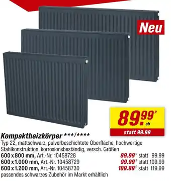 toom Baumarkt Kompaktheizkörper 600 x 800 mm Angebot