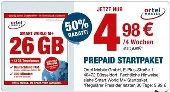 Rossmann Ortel mobile smart world m+ prepaid startpaket Angebot