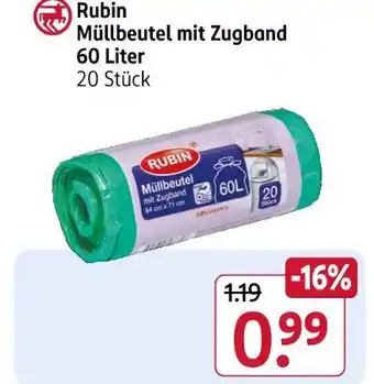 Rossmann Rubin müllbeutel mit zugband Angebot
