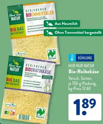 Aldi Süd NUR NUR NATUR Bio-Reibekäse Angebot